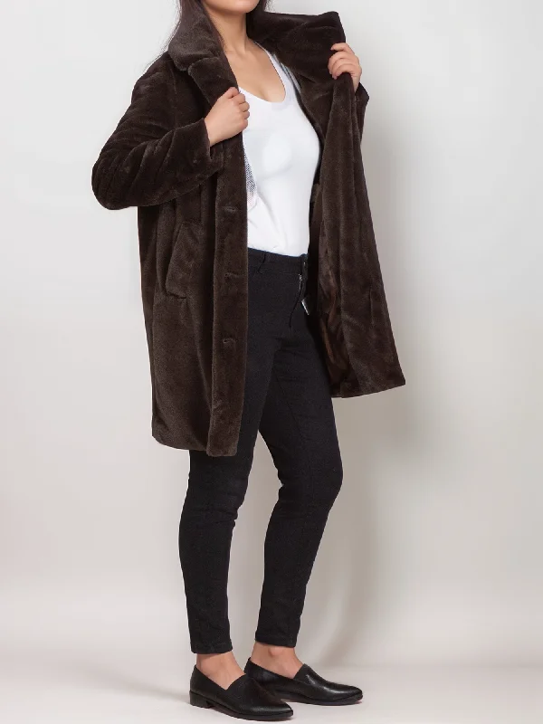 Recycled Vegan Fur Coat Cozy Fleece Hoodie