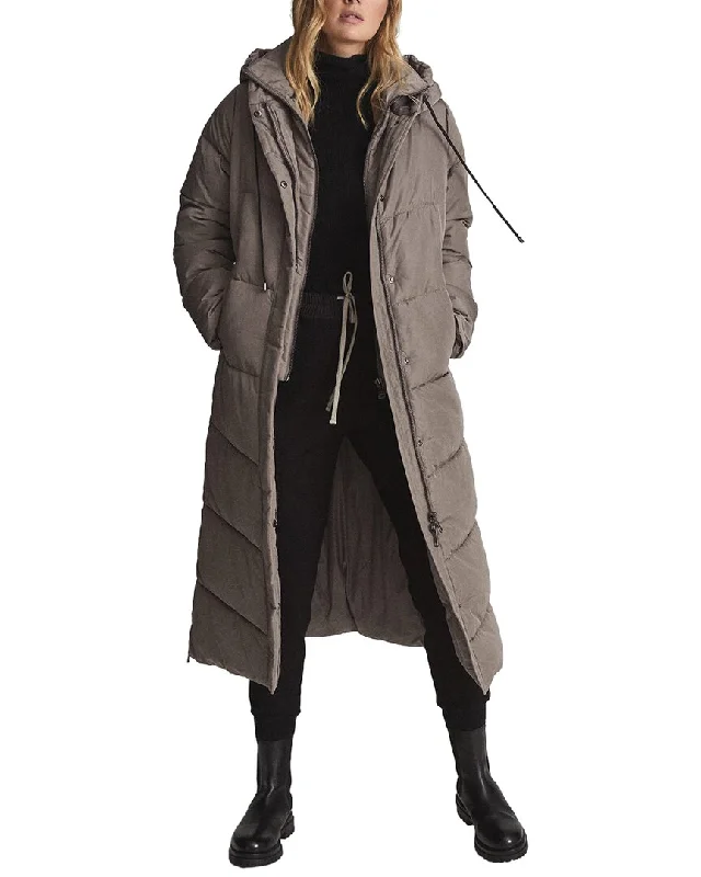 Reiss Darla Longline Puffer Coat Vintage Suede Jacket
