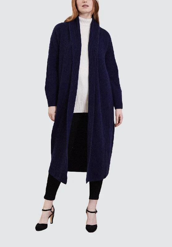 Ribbed Cashmere Coatigan | Midnight Zipper Front Biker Jacket