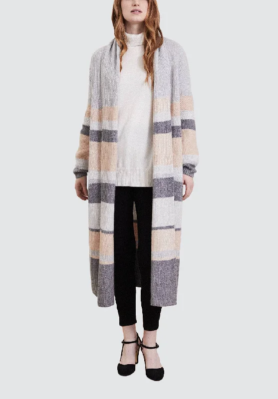 Ribbed Cashmere Coatigan | Striped Adjustable Waist Parka