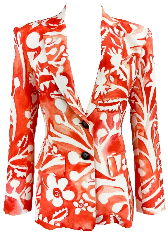 Rosie Assoulin Classic Blazer in Red Coastal Cady Milan Custom Blazer