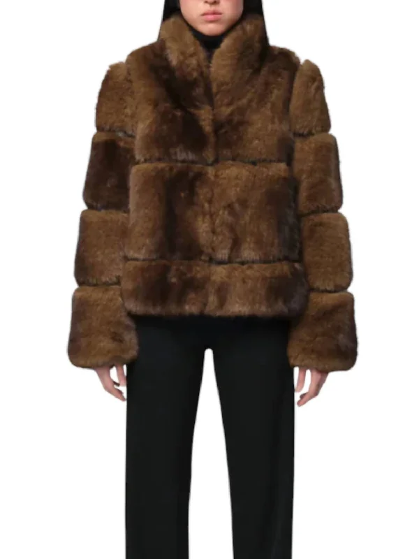 Sai Faux Mink Coat Belted Wool Overcoat