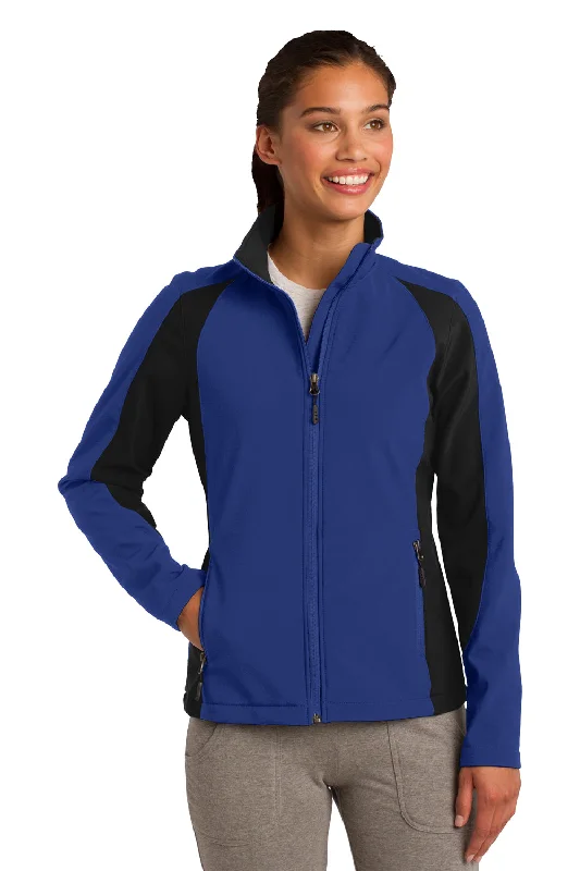 Sport-Tek Womens Water Resistant Full Zip Jacket - True Royal Blue/Black - Closeout