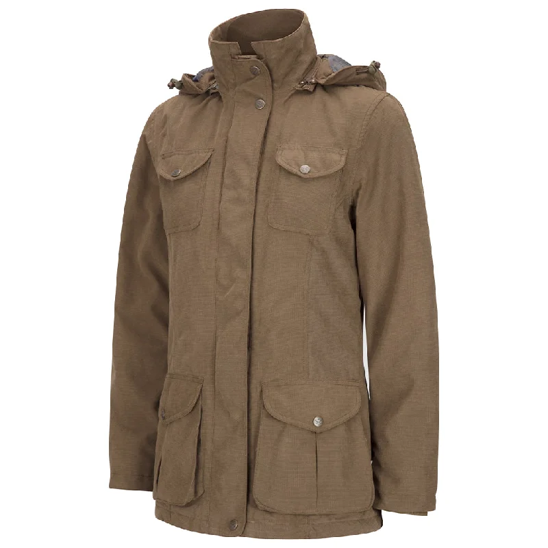 Struther Ladies Field Coat w/ Hood - Sage by Hoggs of Fife Fitted Faux Suede Blazer