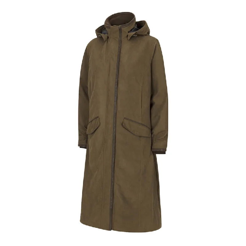 Struther Ladies Long Riding Coat - Sage by Hoggs of Fife Buttoned Peplum Coat