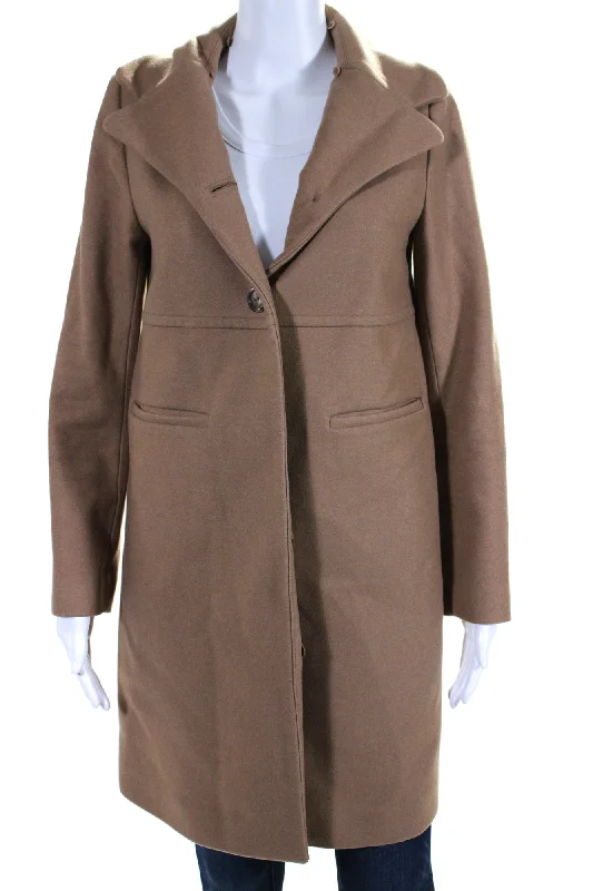 Tara Jarmon Womens Camel Coat Brown Stretch Fit Moto Jacket