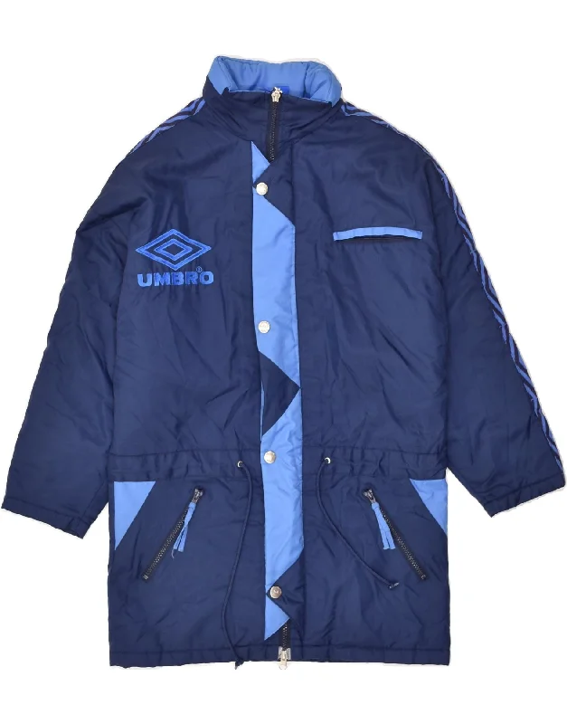 UMBRO Womens Windbreaker Coat UK 14 Medium Blue Colourblock Nylon Relaxed Fit Blazer