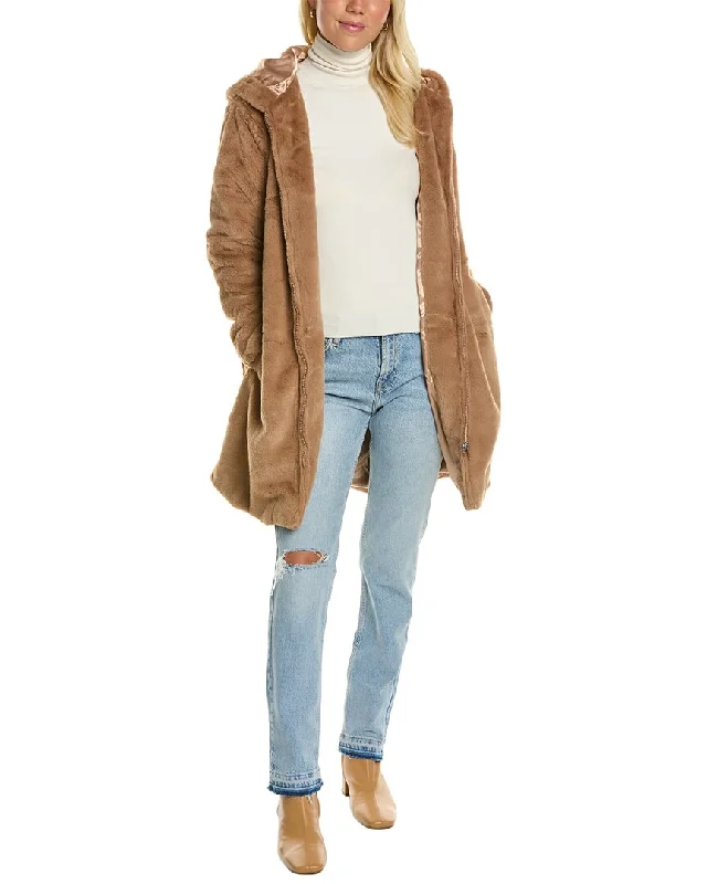 Urban Republic Plush Coat Drape Front Waterfall Coat