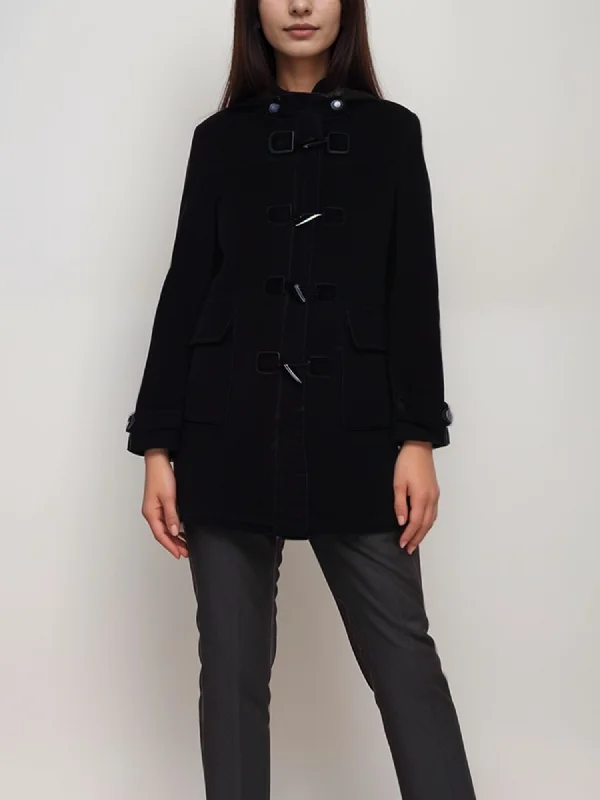 Vegan Wool Duffle Coat with Recycled Vegan Shearling Military-Inspired Jacket