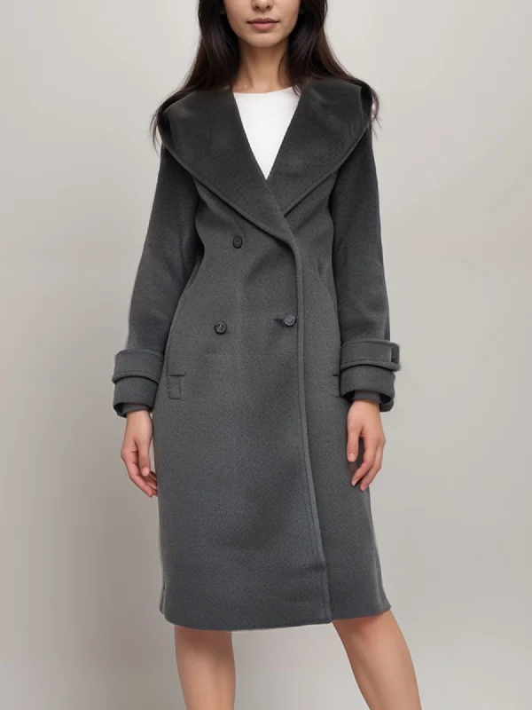 Vegan Wool Long Wrap Coat Elegant Satin Bolero