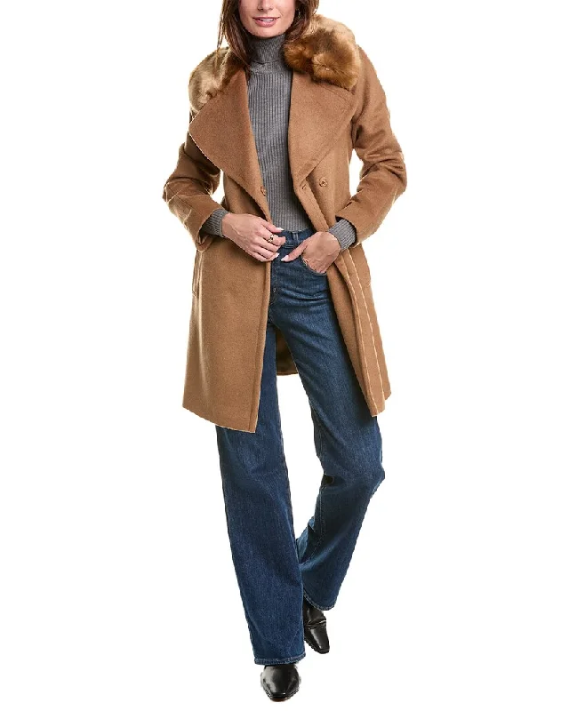 Via Spiga Wool-Blend Wrap Coat Soft Cashmere Wrap