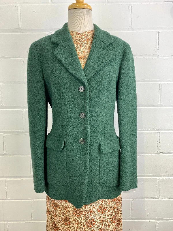 Vintage 1990s Green Bouclé Wool Giorgio Armani Blazer, B39" Women's Wedding Blazer