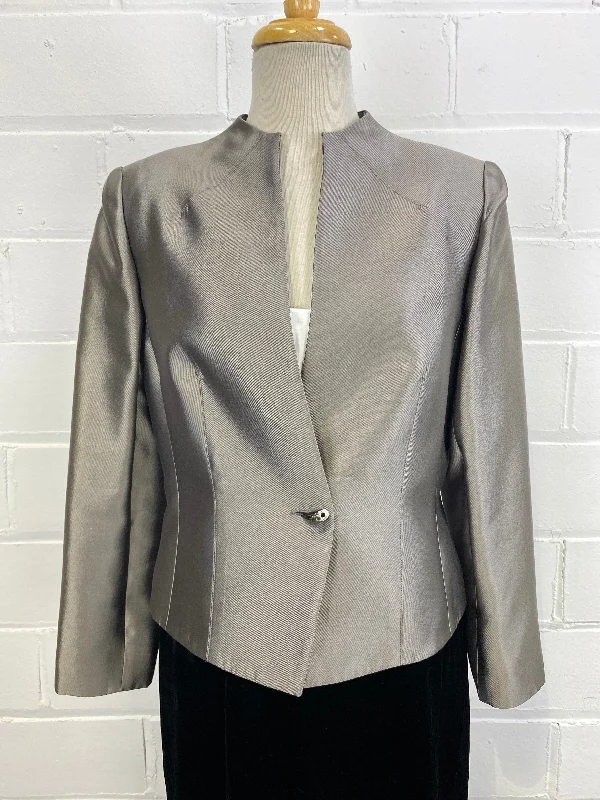 Vintage 1990s Sunny Choi Grey Silk Blazer, S-M Women's High-End Blazer