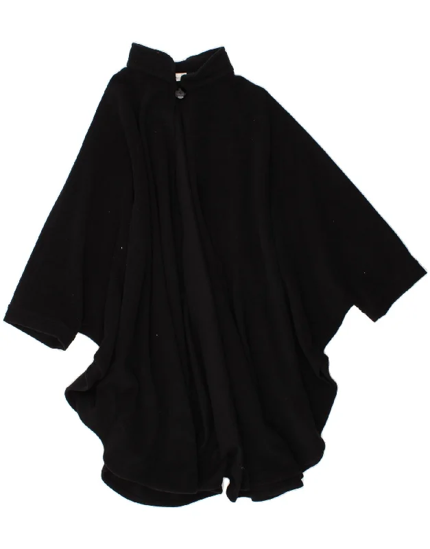 VINTAGE Womens Poncho Coat IT 43 Medium Black Wool Plaid Checkered Coat