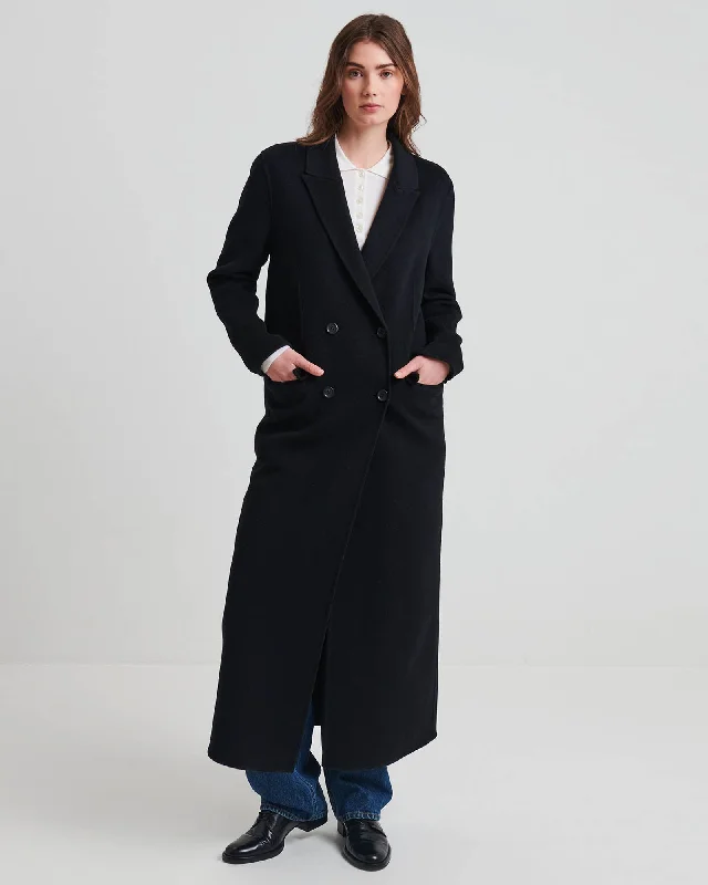 Long Double-Breasted Coat Soft Cashmere Wrap