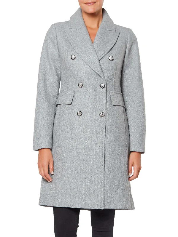 Womens Cold Weather War Pea Coat Belted Crossover Blazer