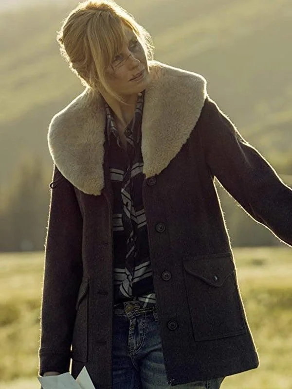 Yellowstone Beth Dutton Brown Fur Coat Quilted Puffer Jacket