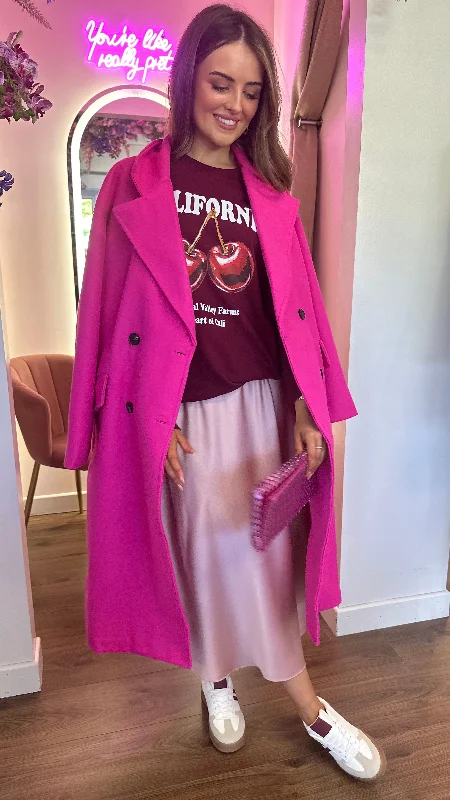 Arielle Pink Midi Length Coat