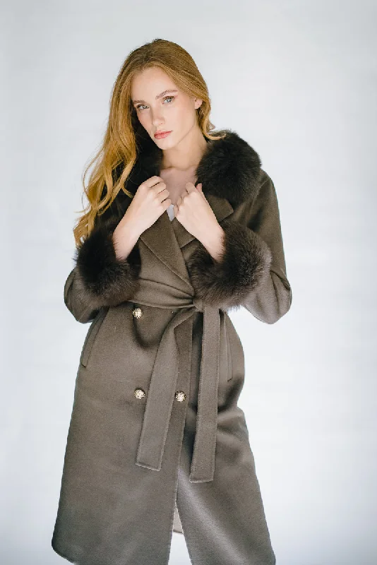 Victoire Cashmere Coat - Army Green