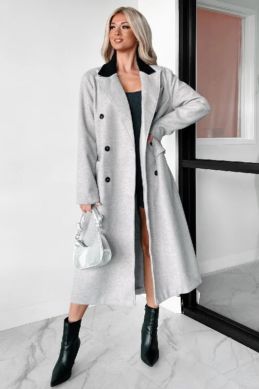 Viktor Double-Breasted Long Coat (Heather Gray)