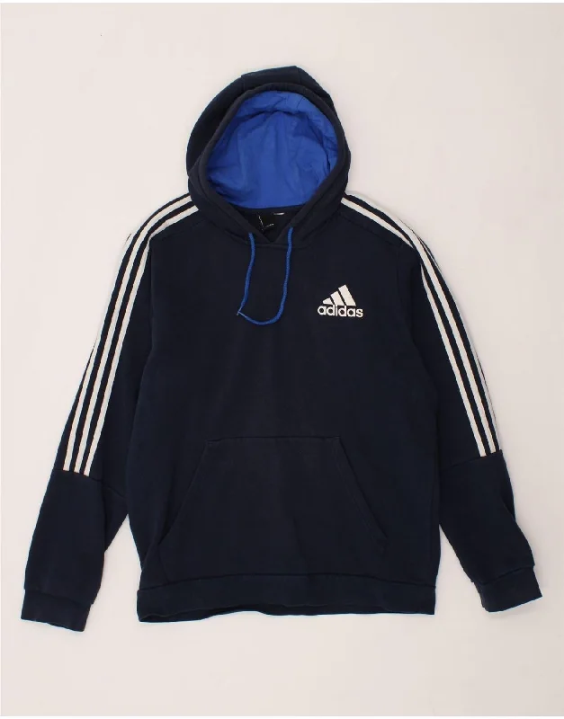 ADIDAS Mens Graphic Hoodie Jumper Medium Navy Blue