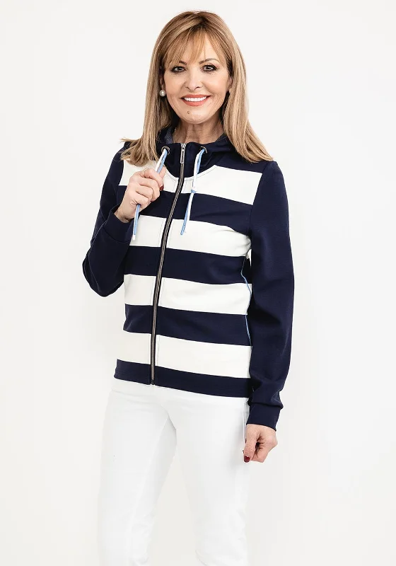 Barbara Lebek Striped Full Zip Hoodie, Navy & White