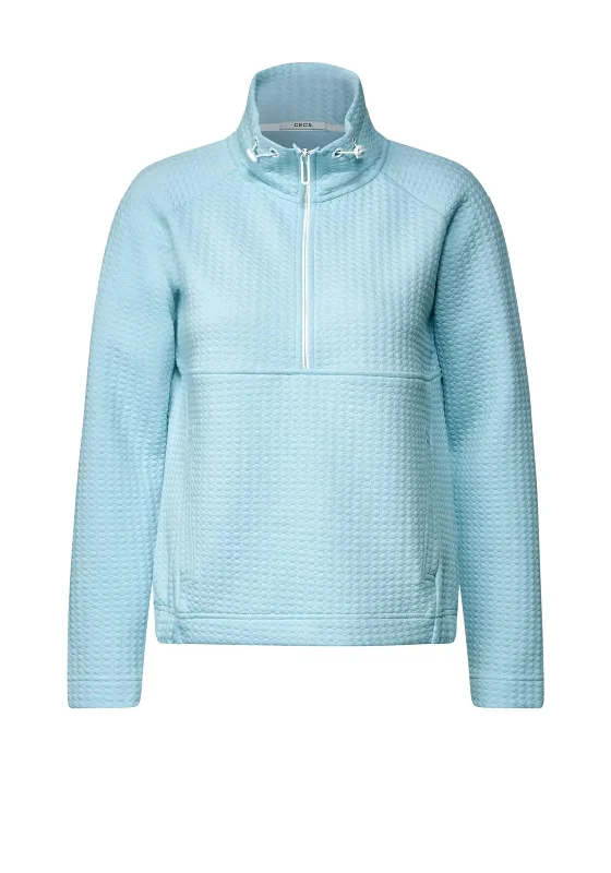 Cecil Waffle Textured Half Zip Sweatshirt, Faded Blue