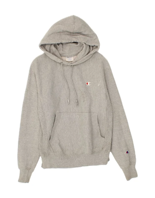 CHAMPION Mens Hoodie Jumper Small Grey Cotton