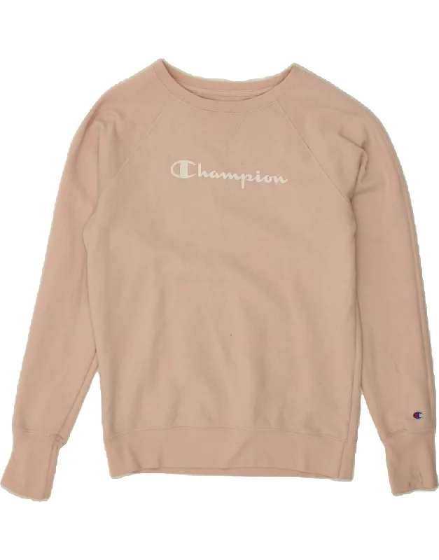 CHAMPION Womens Oversized Graphic Sweatshirt Jumper UK 10 Small Pink