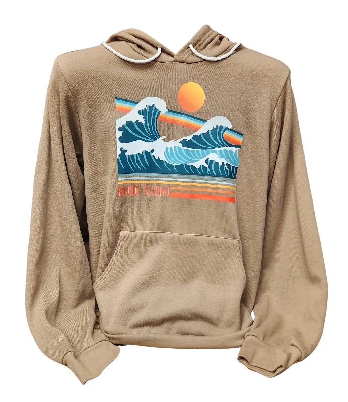 Crashing Waves Vintage Brown Unisex Pullover Hoodie