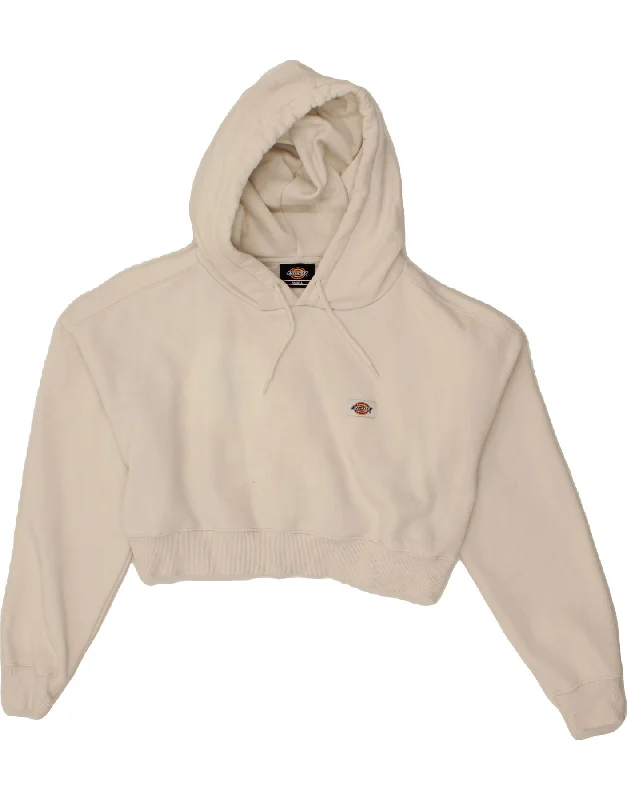 DICKIES Womens Oversized Crop Hoodie Jumper UK 10 Small White Cotton