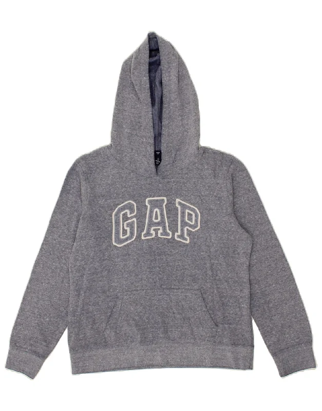 GAP Womens Oversized Graphic Hoodie Jumper UK 10 Small Navy Blue Flecked