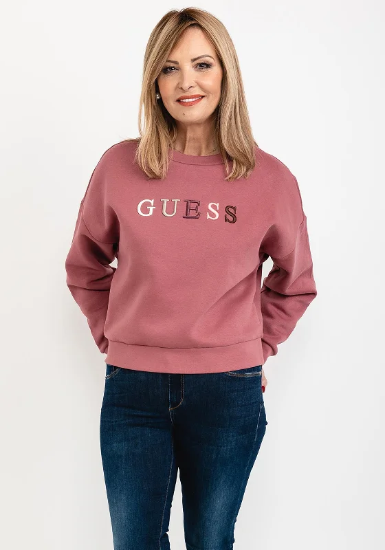 Guess Womens Ombre Logo Sweatshirt, Rose