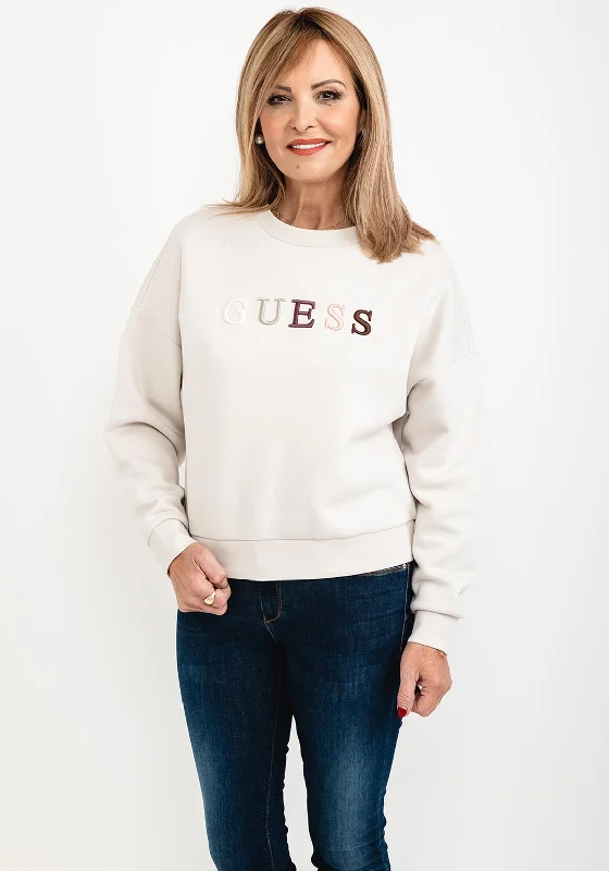 Guess Womens Ombre Logo Sweatshirt, Stone