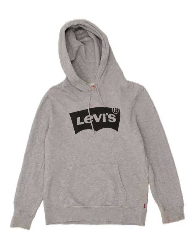 LEVI'S Mens Graphic Hoodie Jumper XS Grey Cotton