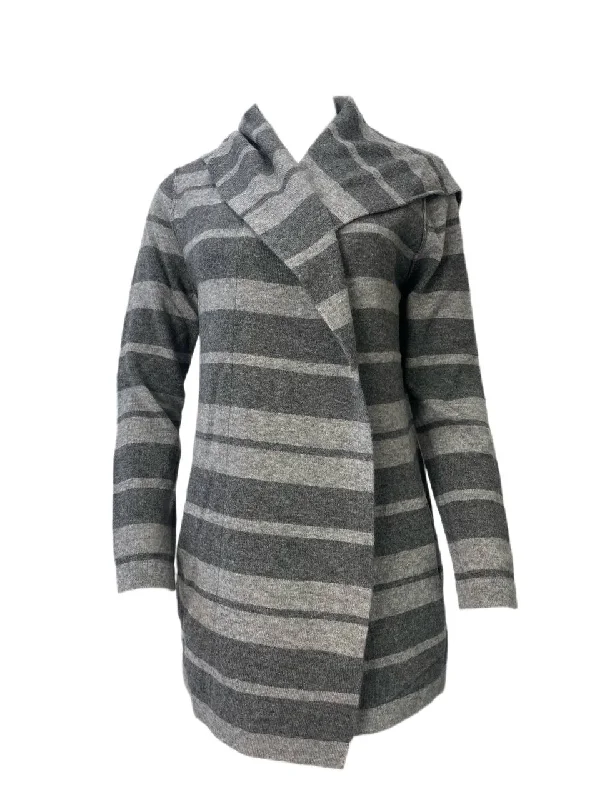 LOMA Women's Grey Hood Open Front Cardigan #C017 NWT Collared Crew Neck Turtle Neck
