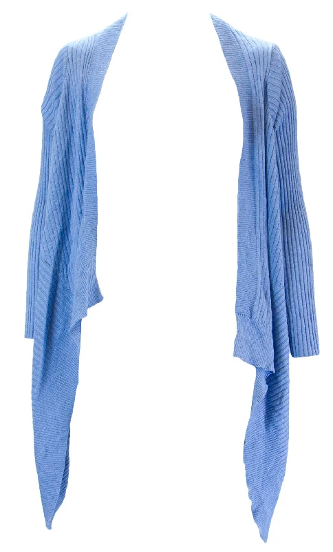 MARINA RINALDI Women's Blue Molly Hi-Low Cardigan $385 NWT Cable Knit Ribbed Knit Lace Knit MARINA RINALDI Women's Blue Molly Hi-Low Cardigan $385 NWT Cable Knit Ribbed Knit Lace Knit