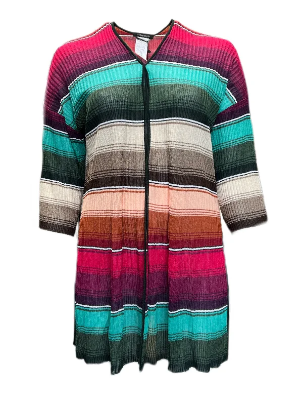 Marina Rinaldi Women's Bordeaux Messico Striped Knitted Cardigan Size M NWT Modern Contemporary chic Marina Rinaldi Women's Bordeaux Messico Striped Knitted Cardigan Size M NWT Modern Contemporary chic