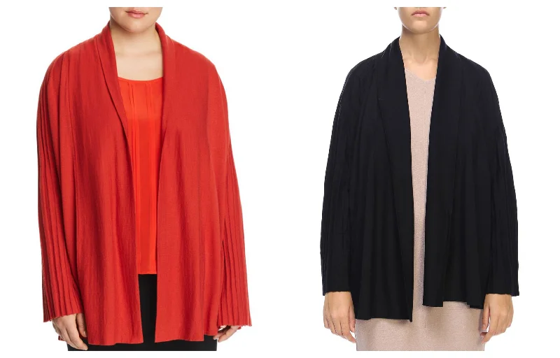 MARINA RINALDI Women's Mammola Pleated Cardigan $395 NWT Hooded Cardigan Collared Cardigan Shawl Collar MARINA RINALDI Women's Mammola Pleated Cardigan $395 NWT Hooded Cardigan Collared Cardigan Shawl Collar