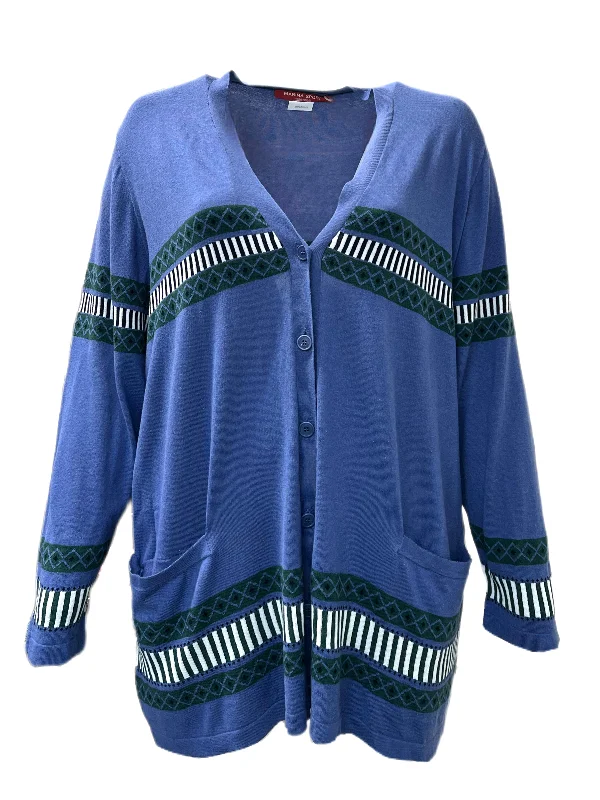 Marina Rinaldi Women's Navy Maculato Button Front Knitted Cardigan Size XXL NWT Fitted Slim Tailored Marina Rinaldi Women's Navy Maculato Button Front Knitted Cardigan Size XXL NWT Fitted Slim Tailored