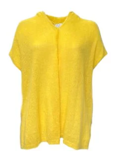 Marina Rinaldi Women's Yellow Sagoma Sleeveless Knitted Cardigan Size M NWT Stretchy Elastic Breathable Marina Rinaldi Women's Yellow Sagoma Sleeveless Knitted Cardigan Size M NWT Stretchy Elastic Breathable
