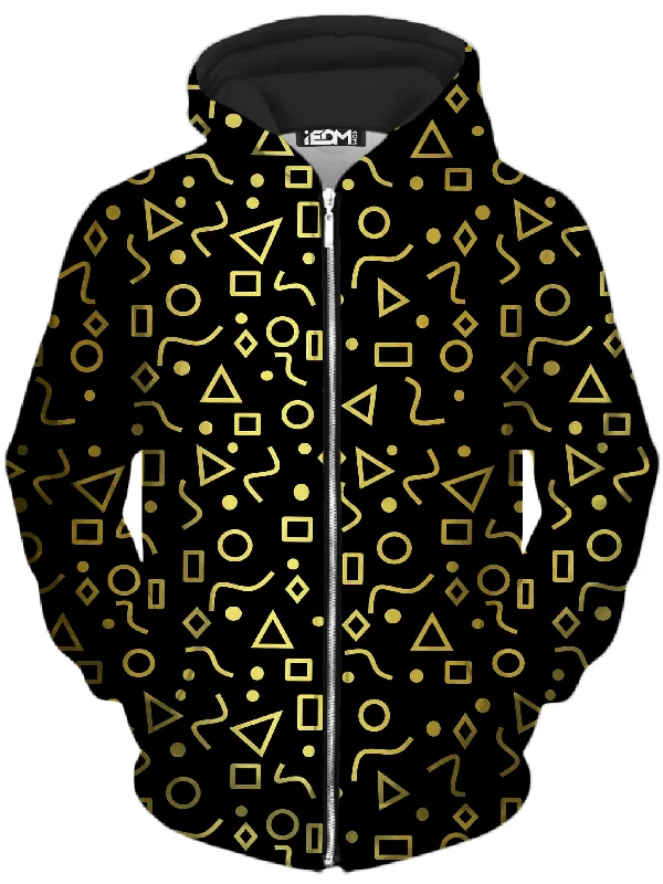 Mod Gold Shapes Unisex Zip-Up Hoodie