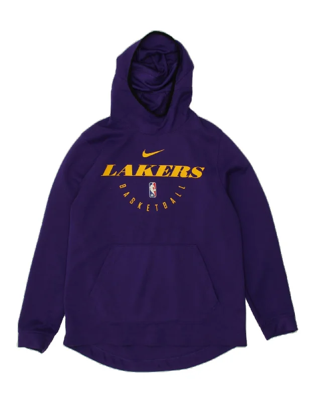 NIKE Mens Lakers Graphic Hoodie Jumper Large Purple Polyester