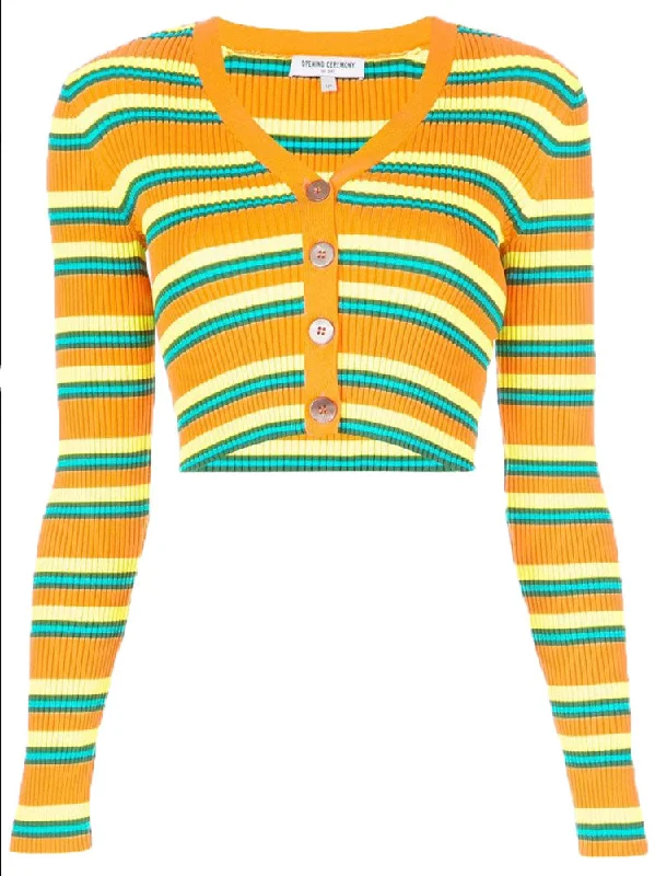 OPENING CEREMONY Women's Orange Multicolor Cropped Rib Cardigan Large $195 NWT Satin Fabric Silk Fabric Chiffon Fabric OPENING CEREMONY Women's Orange Multicolor Cropped Rib Cardigan Large $195 NWT Satin Fabric Silk Fabric Chiffon Fabric