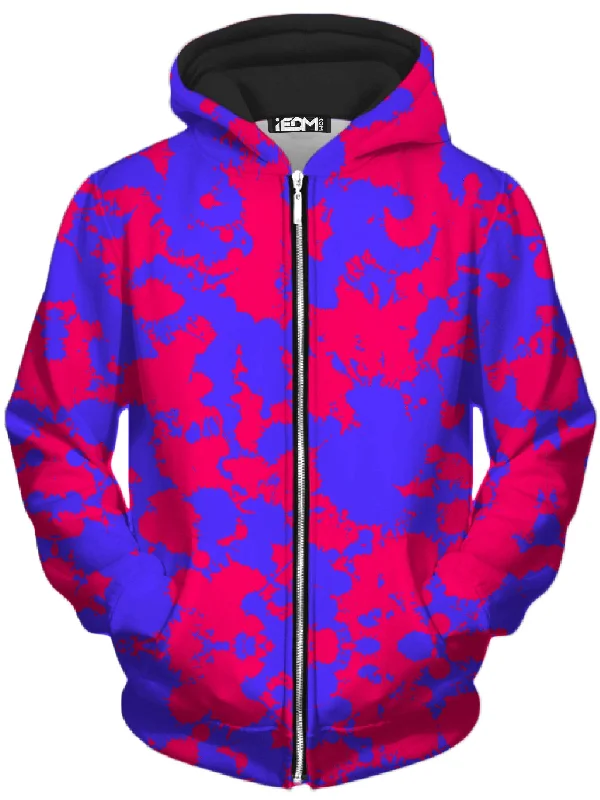 Pink and Violet Paint Splatter Unisex Zip-Up Hoodie