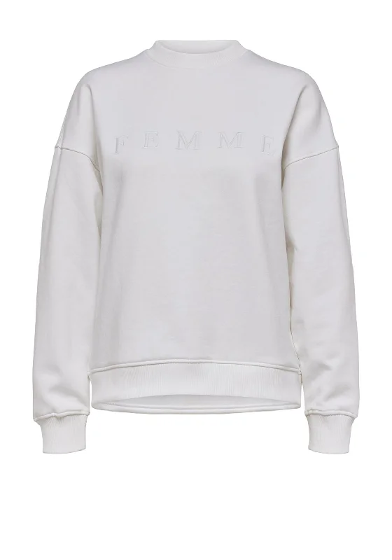 Selected Femme Joelle Embroidered Sweatshirt, Snow White