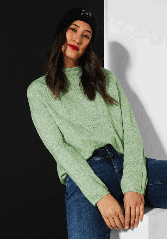 Street One Cable Knit Sweatshirt, Clary Mint