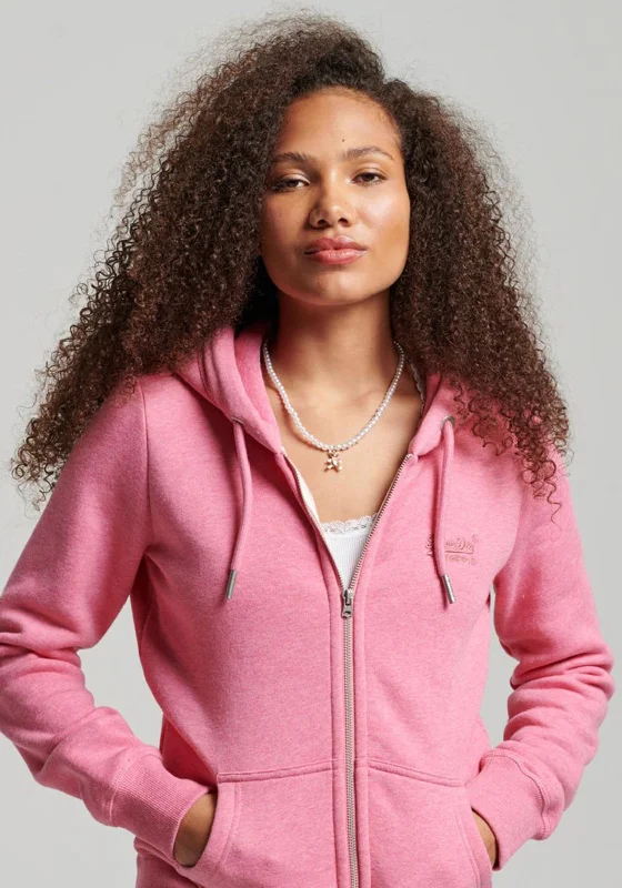 Superdry Womens Vintage Logo Full Zip Hoodie, Blossom