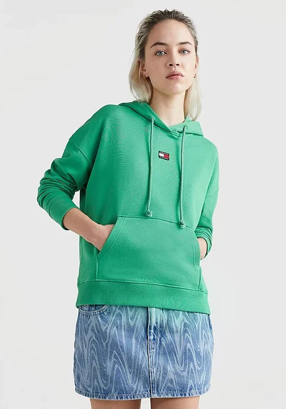 Tommy Jeans Womens Centre Badge Hoodie, Coastal Green