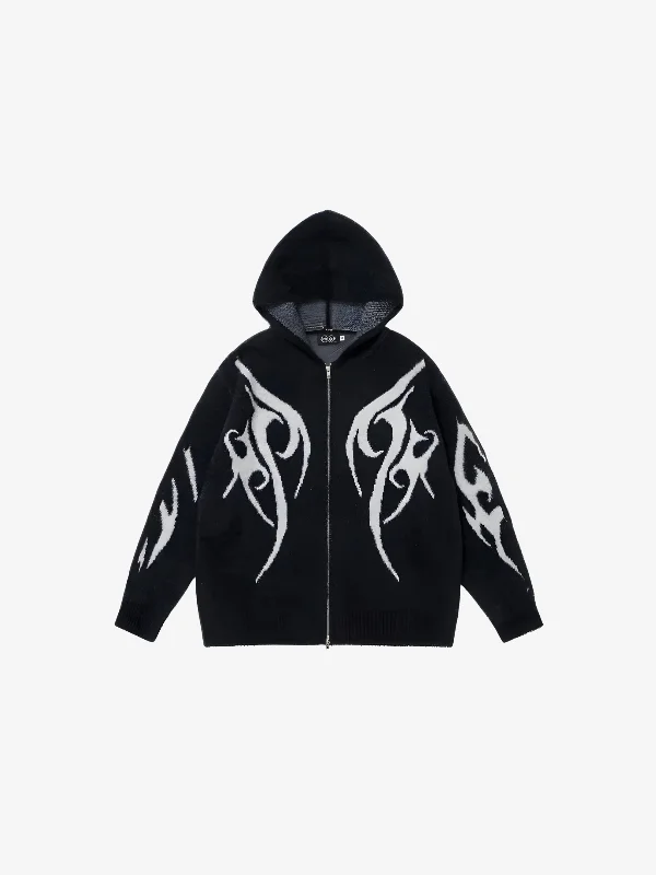 KG Patterned Zip Up Cardigan Hoodie Elasticated Padded Insulated